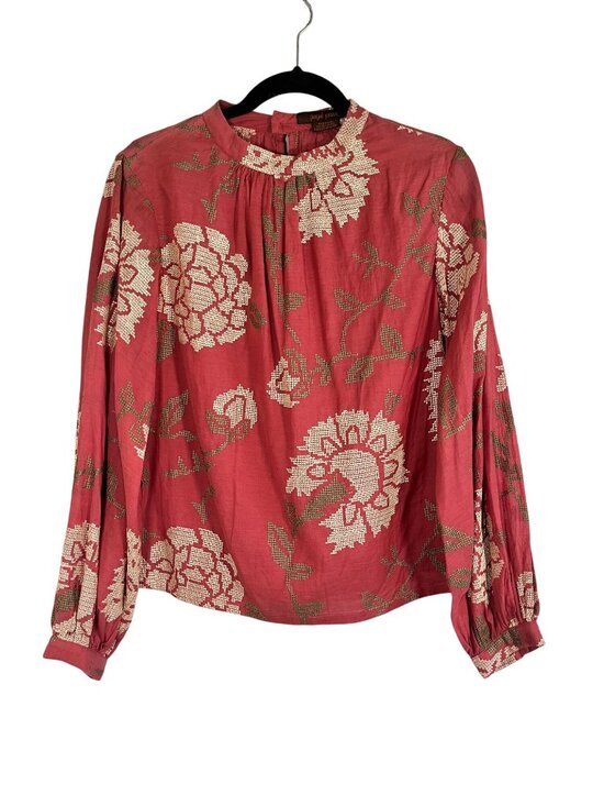 Payal Pratap Tops - Colorful Floral Top Pink 4 Boho Indie Cottage Feminine Artsy Preppy Resort Chic